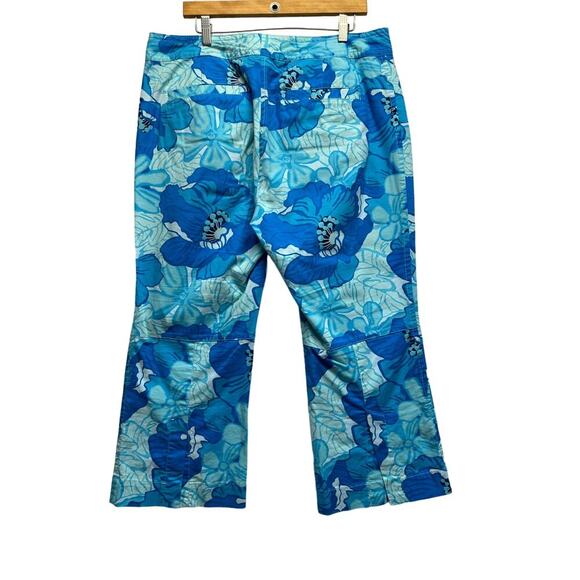 Tommy Hilfiger Blue Green Hawaiin Crop Pants Women Size 14 Stretch Beach Boho - Picture 2 of 12
